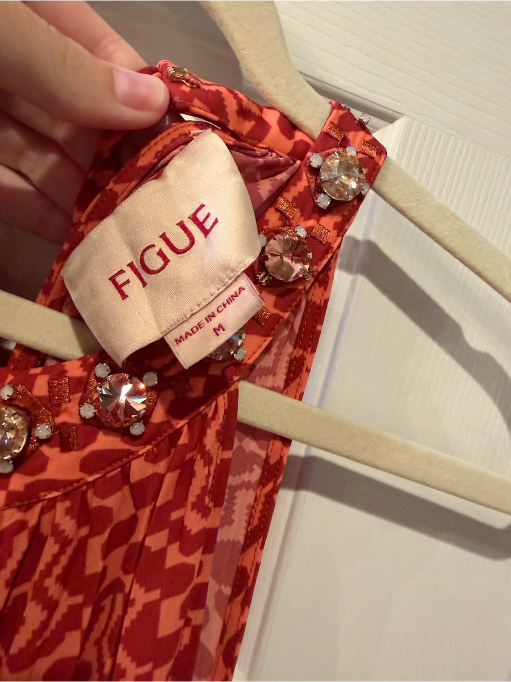 FIGUE Embellished Red Halter Maxi Dress - Picture 2 of 3